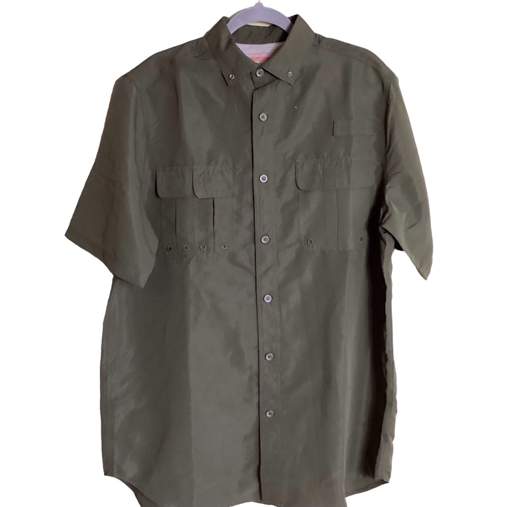 Mens Short/SL Shirt Sz. Lrg  Big/Tall NWOT Dark Green Camping Shirt